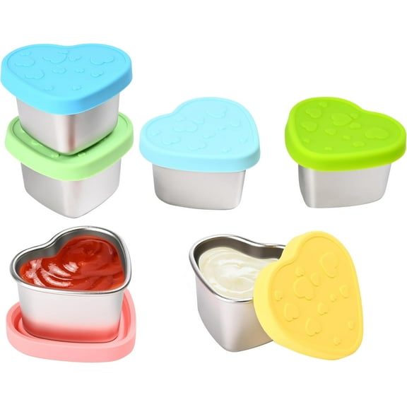 Wekvgz Salad Dressing Container Kit Leak Proof Cute Stainless Steel Small Condiment Container Solid Meal Prep Sauce Cup for Outside Usage
