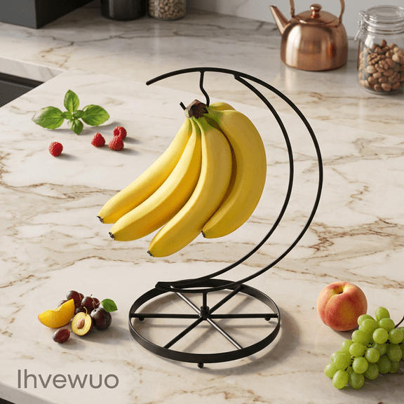 Banana Holder Stand, Stable Metal Banana Hanger for Kitchen Countertop Storage, Rust-Proof Banana Tree Hook Rack