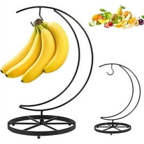 Ihvewuo Banana Rack Stable Banana Holder with Hook Rust-Proof Metal Banana Hanger Multifunctional Banana Tree Stand for Fruit Micro Landscape Decorations Key Cookware