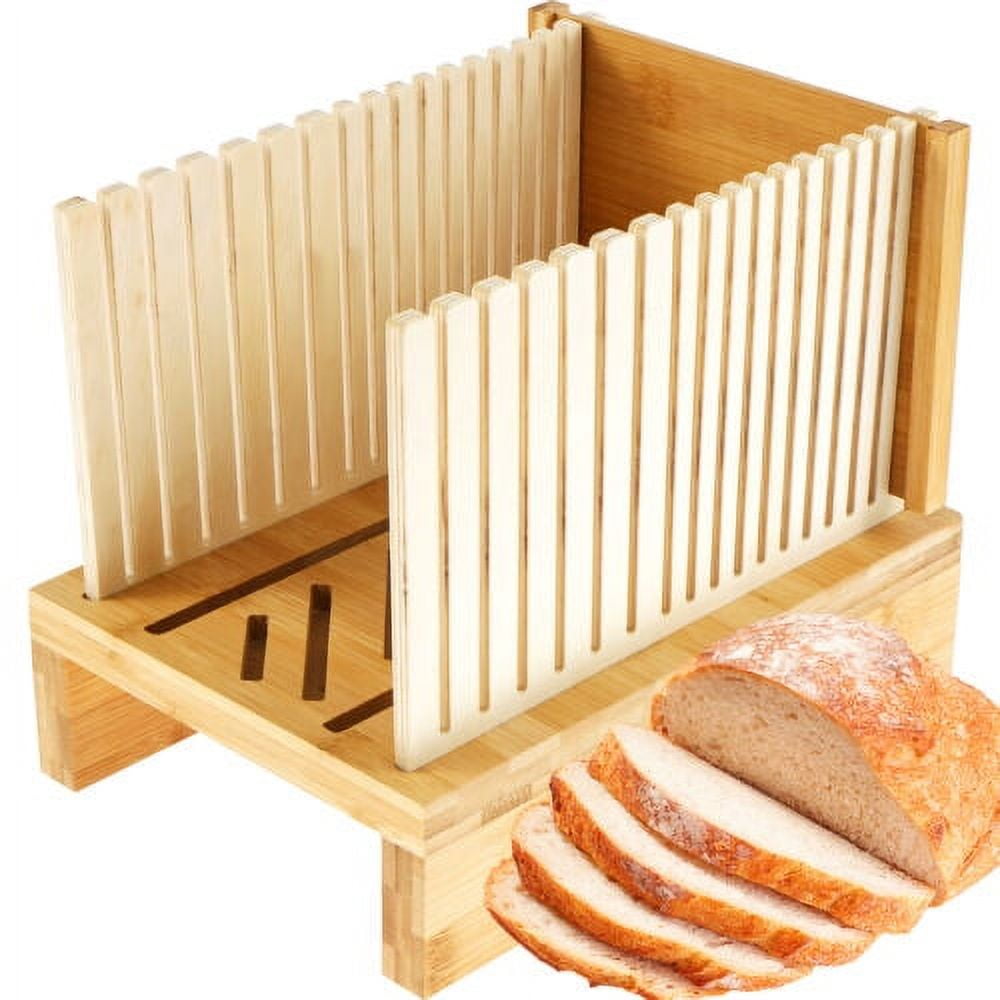 Ihvewuo Bread Slicer Bamboo Homemade Bread Slicing Guide Foldable Toast