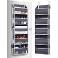 thumbnail image 1 of Over the Door Organizer with 5 Large Pockets & 10 Side Mesh Pockets, 5-Tier Hanging Storage Organizer with Clear Windows for Nursery, Baby Essentials, Pantry, Gray, 1 of 9
