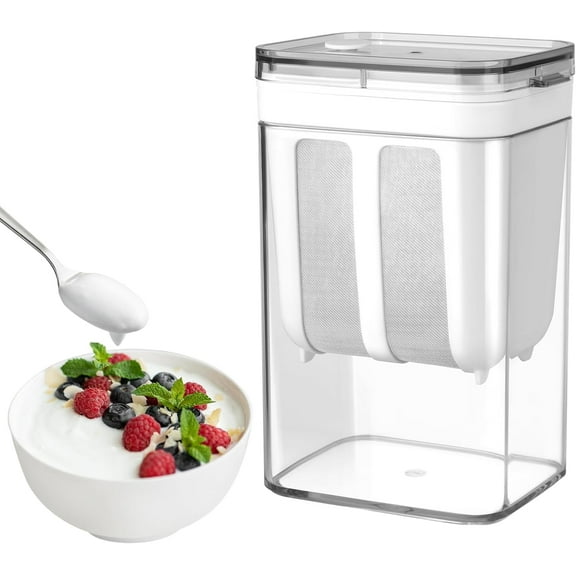 Ihvewuo Greek Yogurt Strainer 1100ML Fine Mesh Yogurt Filter with Clear Lid Compact Cheese Yogurt Whey Separator Food Grade Yogurt Parfait Strainer for Making Thick Greek Yogurt Coffee Juice