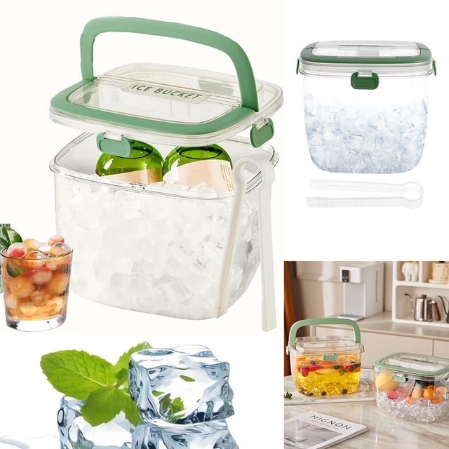 Ihvewuo Ice Bucket with Lid and Tong Sealed Ice Bucket Container with ...