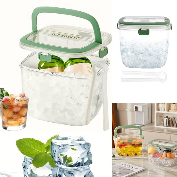 Ihvewuo Ice Bucket with Lid and Tong Sealed Ice Bucket Container with Handle 5L Ice Cube Bucket Portable Bucket Multifunctional Ice Storage Bin for Freezer Bar Parties Barbeque Camping