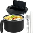 thumbnail image 1 of Ihvewuo 120° Rapid Microwave Ramen Pasta Cooker Noodles Maker Bowl With Lid Spoon Chopsticks Large Ramen Pot Cooking Bowls Microwavable 42oz Black, 1 of 10