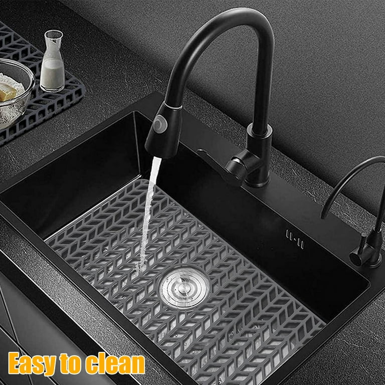 Silicone Hollow Sink Large Mat Multipurpose Non-Slip Mat for Kitchen Sink Countertop, Size: 63.00*33.00*0.90, Gray