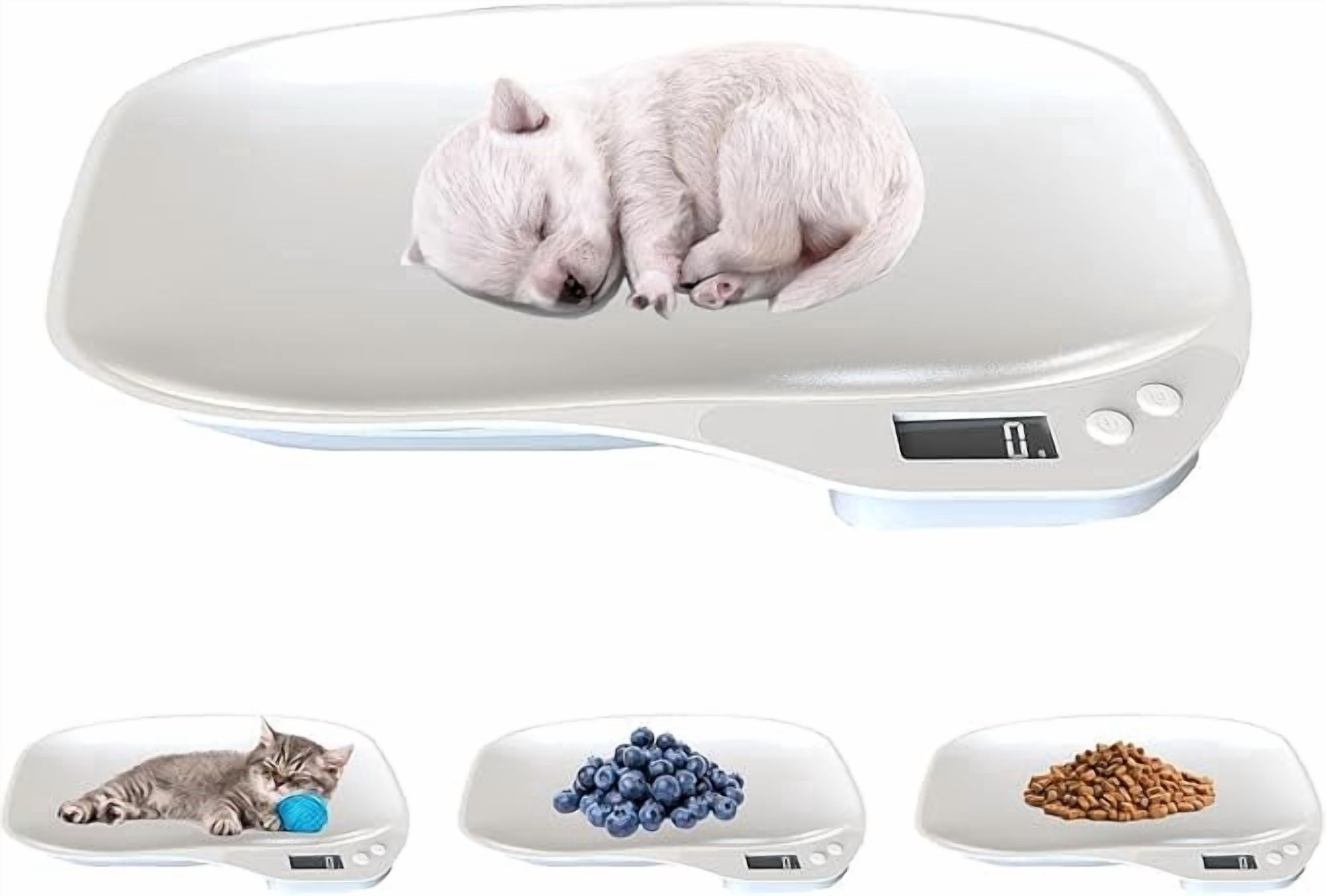 Small Animal Digital Scale, 14x10 Inch Puppy Scale, 33 lbs Capacity Kitten Weight Scale with Tare Function for Newborn Pets, White