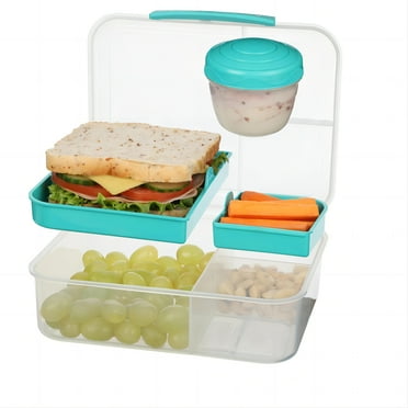 Ihvewuo Snackle Box Container Double Layer Meal Prep Containers Reusable Snack Container Compact Salad Box with Removable Trays Sauce Container for Picnic