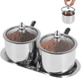 thumbnail image 1 of Ihvewuo Stainless Steel Sugar Bowl Set with Glass Lid Spoon and Tray Rustproof Seasoning Box Round Condiment Pots Polished Shiny Sugar Container Seasoning Jar Kitchen Spice Container Canister, 1 of 11