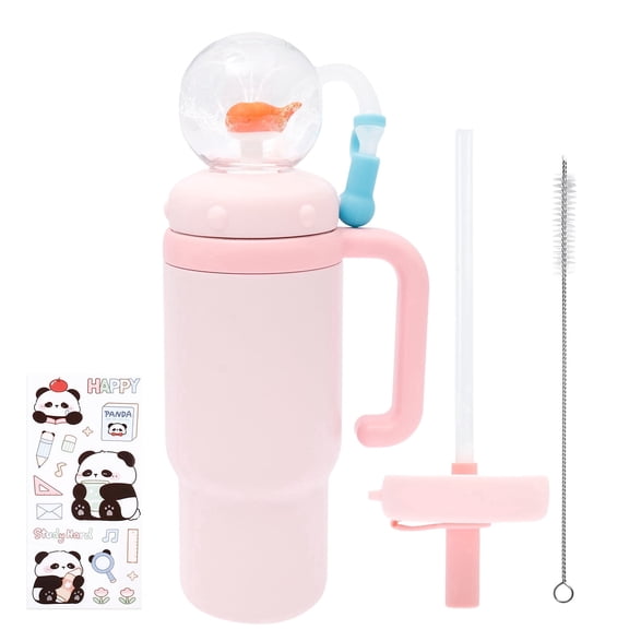 Ihvewuo Stainless Steel Whale Fountain Tumbler Leakproof Drinking Cup Cute Insulated Whale Fountain Cup for Child Drinking