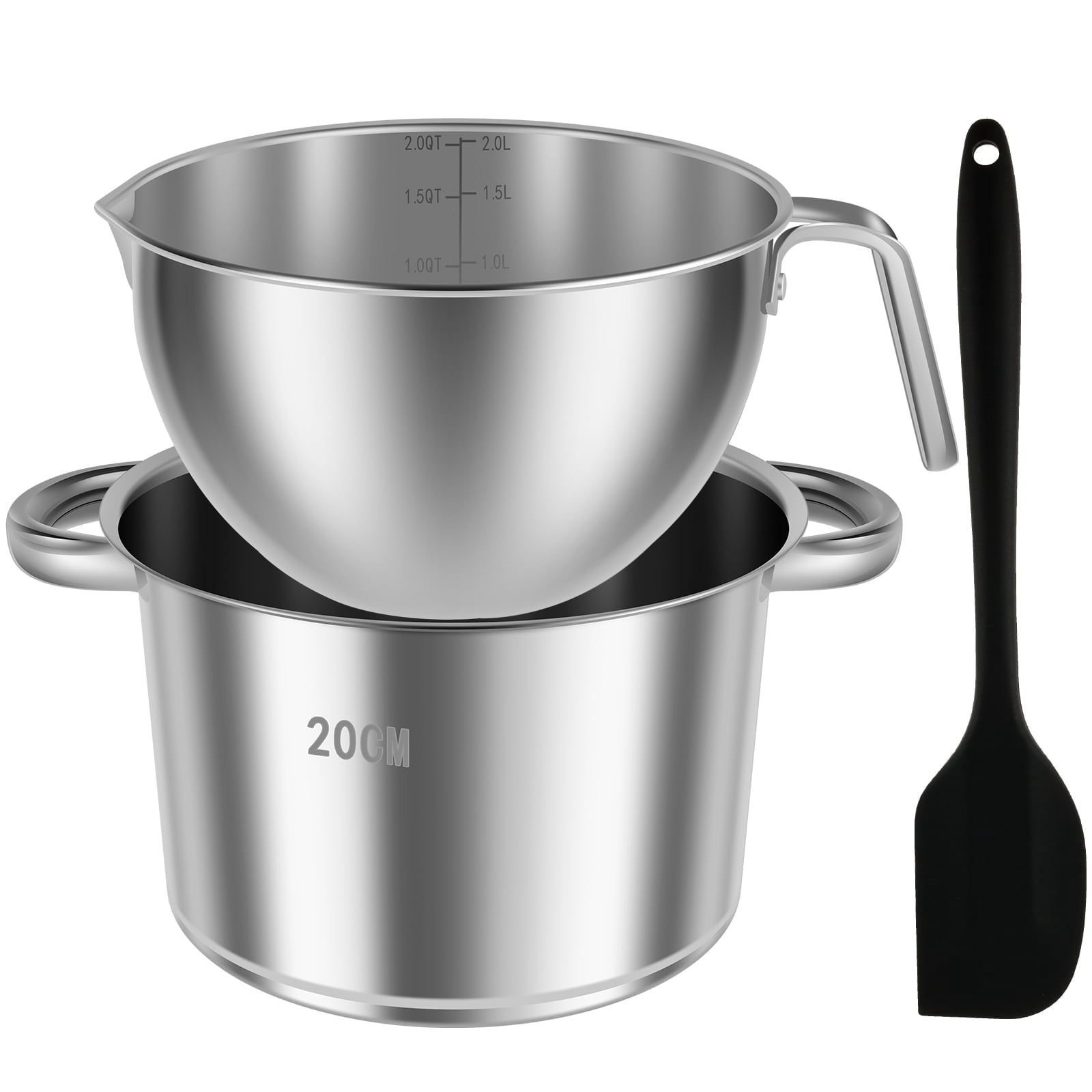 Double Boiler Pot Set, 1.82QT Melting and 2.54QT Stainless Steel Pots ...