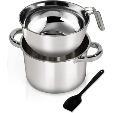 Ihvewuo Sturdy Easy to Use Double Boiler Pot Set with Silicone Spatula 1.82QT Chocolate Melting Pot 2.54QT Stainless Steel Pot for Melting Chocolate Candy Candle