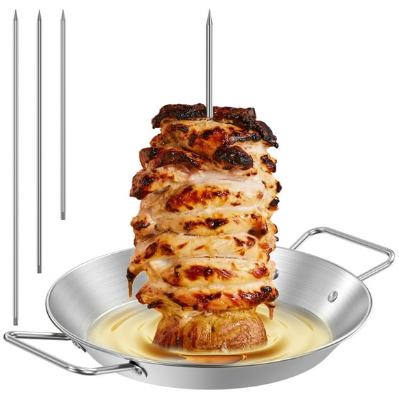 Ihvewuo Vertical Skewer Stainless Steel Vertical Skewer Grill with 8/10/12 Inch Removable Spikes Durable Vertical Barbecue Rack Vertical Skewer Stand for Roasting Meat Steak Chicken Sausage Kebabs