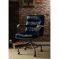 thumbnail image 1 of Ii Vintage Office Chair In Blue Leather - Look With Fixed Swivel Seat, Padded Cushions, Stable 4 Metal Base, 18" Seat Depth, 26.23 Product Depth High-back Function, Padding, 19" Width, 53 Lb Package, 1 of 2