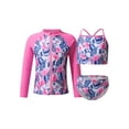thumbnail image 1 of Iiniim Girl's UV Sun Protection Rash Guard Pink Floral Swimsuit, 3 Piece Set, Size 8, 1 of 7