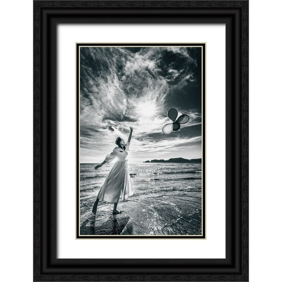Iino, Ken-Ichi 13x18 Black Ornate Wood Framed with Double Matting Museum Art Print Titled - Release The Balloons