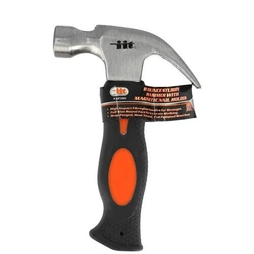 Iit 8Oz Stubby Claw Hammer With Magnetic Nail Holder Steel Head Tools 32380