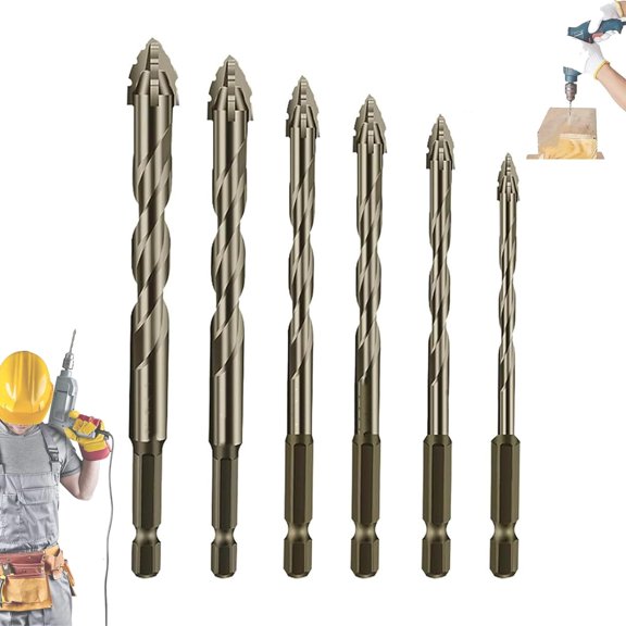Iiteraryi New Four-Flute Sawtooth Eccentric Drill Bit Set,Four Blade Serrated Eccentric Drill Bits,Sharp Four Blade Serrated Eccentric Super-Hard & Wear Resistance for Concrete Drill Bit