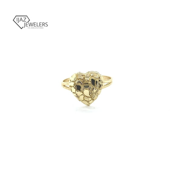 Nugget Heart Yellow Rings, Yellow Gold, 7"