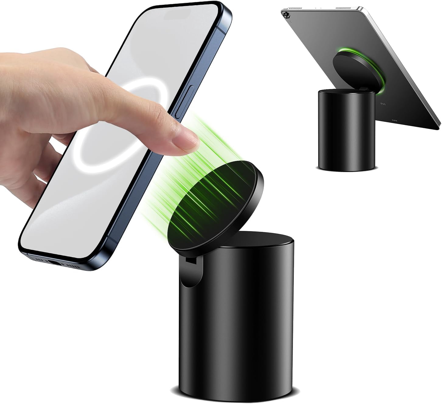 Ijhsc Heavy Duty Aluminum Magnetic Phone Stand, for Magsafe Stand for iPhone, Adjustable Cell Phone Holder for Desk, Computer Office Desk Accessories, Fits 4-11in iPhone, Kindle, iPads, Tablets