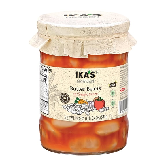 Ikas Garden Butter Beans in Tomato Sauce, Hearty Mediterranean Style, 19.4 oz