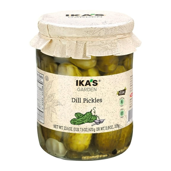 Ika’s Garden Dill Pickles – Crisp & Tangy Gourmet Pickles, 23.6oz Jar