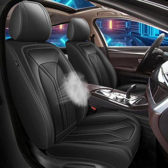 HQBQBUG Front Car Seat Cover Fit for Toyota 4Runner 2003-2024 2025 Leather Automotive Seat Covers Waterproof Seat Cushion Protector Compatible Airbag Black,2 Front Seat