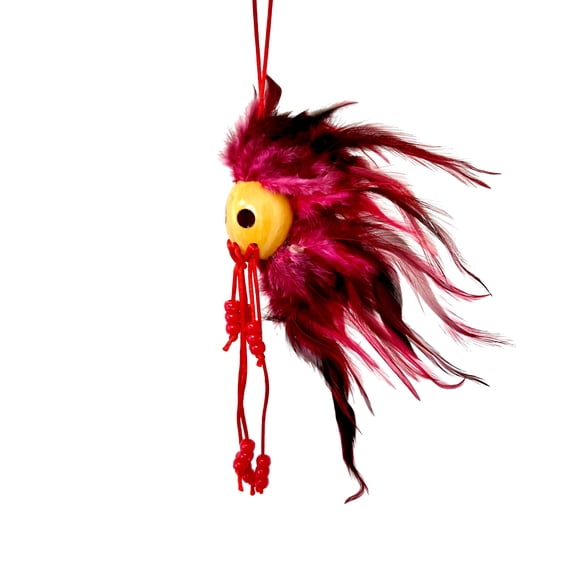 Hawaiian Red Black Makaki'i Ikaika Warrior Helmet with Beads