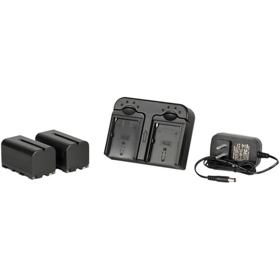 Ikan DV Camera Battery Kit, Includes 2x Sony NP-F750 4000mah Replacement Lithium Batteries and Dual Battery Charger
