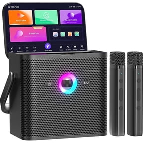 Ikarao Karaoke Machine for Kids & Adults, with Lyrics Screen, 2 Wireless Mics, Autotune & Echo, HDMI Connect to TV, Portable Speaker for Home, Outdoor
