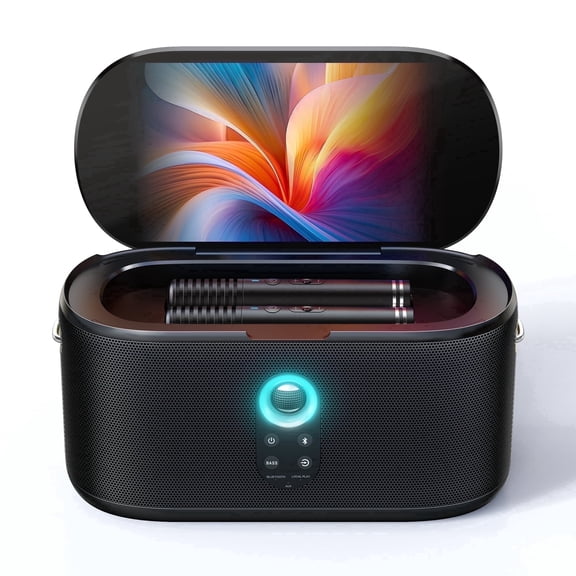 Ikarao Karaoke Machine with Screen,2 Wireless Mics,280W Peak Power, Portable Speaker for Music Party