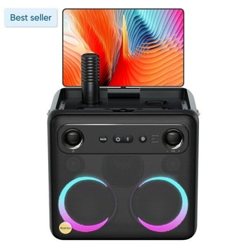 Ikarao Smart Karaoke Machine for Adults with Screen Lyrics Display,2 Wireless Mics,Portable Bluetooth Speaker for Music Party