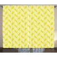 thumbnail image 1 of Ikat Curtains 2 Panels Set, Ethnic Fashion Pattern Design with Chevron Herringbone and Diagonal Short Lines, Window Drapes for Living Room Bedroom, 108W X 108L Inches, Yellow White, by Ambesonne, 1 of 3