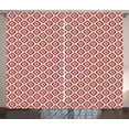 thumbnail image 1 of Ambesonne Ikat Curtains 2 Panel Set, Traditional Diamond Line, 108" x 108", Red Blue Beige, 1 of 3