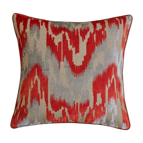Ikat Cut Velvet Throw Pillow Covers Cases Soft Orange Pillow Cover Elegant Luxurious Large Decorative Cushion Covers 24" x 24"