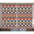 thumbnail image 1 of Ambesonne Ikat Curtains 2 Panel Set, Ceremonial Native Art, 108" x 84", Red Blue Orange, 1 of 3