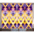 thumbnail image 1 of Ambesonne Ikat Curtains 2 Panel Set, Indonesian Dying Boho, 108" x 84", Purple Yellow, 1 of 3
