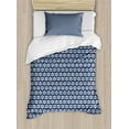thumbnail image 1 of Ikat Duvet Cover Set Twin Size, Circles with Dots Tribal Ornate Pattern Ethnic Vintage Design Traditional Asian, Decorative 2 Piece Bedding Set with 1 Pillow Sham, Dark Blue White, by Ambesonne, 1 of 3