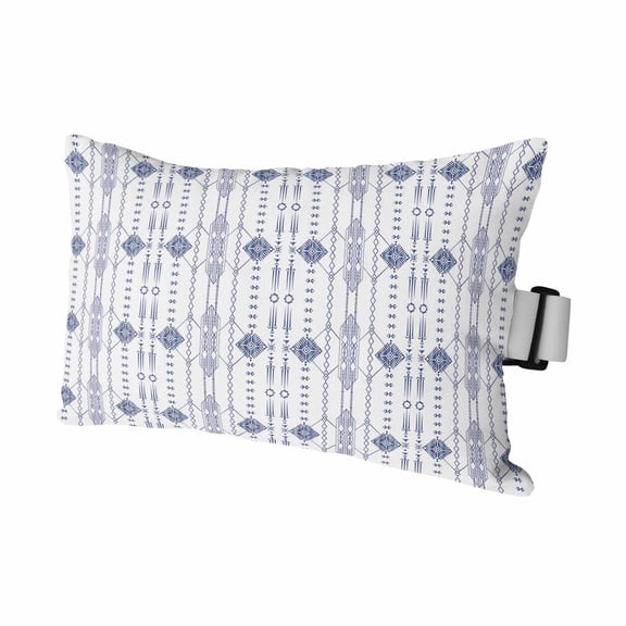 Ikat Ethnic Seamless Outdoor Pillow for Chaise Lounge Chair,Indian Tribal Texture on White Waterproof Headrest Lumbar Pillows with Insert&Elastic Strap for Patio Pool Garden Chairs Decor,1 Pack