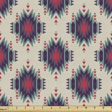 Ambesonne Ikat Fabric by the Yard Upholstery, Peruvian Mexican Traditional, 10 Yards, Multicolor