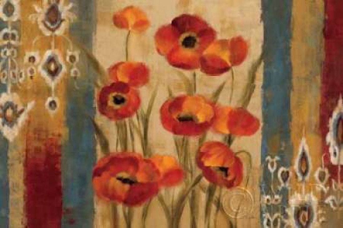 Ikat Floral Tapestry Canvas Art - Silvia Vassileva (12 x 18)