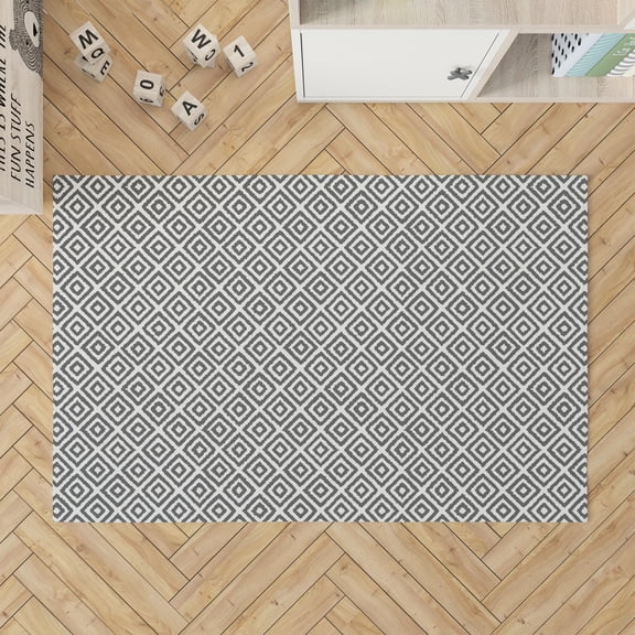 Ikat Grunge Ivory Charcoal Kids Play Mat