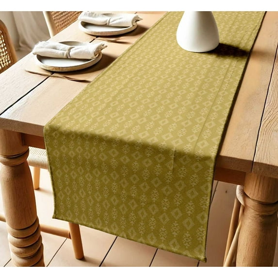 Ikat Print Cotton Table Runner by Vargottam 14 Inch Wide Premium Twill Fabric Decorative Table Linen for Kitchen, Dining, Coffee & Console Tables Multiple Lengths Available