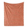 thumbnail image 1 of Ikat Soft Flannel Fleece Blanket, Repeating Oval Shapes with Grunge Effect on Orange Backdrop Abstract Vintage, Cozy Plush for Indoor and Outdoor Use, 60" x 80", Orange Pale Yellow, by Ambesonne, 1 of 6