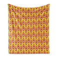 thumbnail image 1 of Ikat Soft Flannel Fleece Throw Blanket, Aztec Culture Inspired Repeating Vintage Motifs on Yellow Background, Cozy Plush for Indoor and Outdoor Use, 50" x 70", Magenta Yellow and White, by Ambesonne, 1 of 6