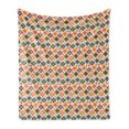 thumbnail image 1 of Ikat Soft Flannel Fleece Throw Blanket, Colorful Floral Motifs with Round Spots Bohemian Oriental Ornament in Tie Dye Print, Cozy Plush for Indoor and Outdoor Use, 50" x 70", Multicolor, by Ambesonne, 1 of 6