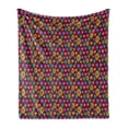 thumbnail image 1 of Ikat Soft Flannel Fleece Throw Blanket, Colorful Pattern with Heart Shapes and Lines Bohemian Kazakhstan Motifs, Cozy Plush for Indoor and Outdoor Use, 50" x 60", Multicolor, by Ambesonne, 1 of 5