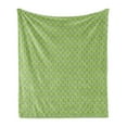 thumbnail image 1 of Ikat Soft Flannel Fleece Throw Blanket, Old Fashioned Gypsy Indonesian Pattern with Abstract Floral Motifs, Cozy Plush for Indoor and Outdoor Use, 70" x 90", Apple Green Black, by Ambesonne, 1 of 5