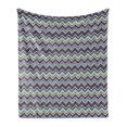 thumbnail image 1 of Ikat Soft Flannel Fleece Throw Blanket, Ornamental Chevron Pattern with Retro Design Elements, Cozy Plush for Indoor and Outdoor Use, 60" x 80", Pale Blue Purple, by Ambesonne, 1 of 6
