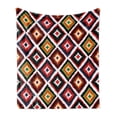 thumbnail image 1 of Ikat Soft Flannel Fleece Throw Blanket, Vintage Inspired Ikat Diagonal Geometrical Features Folk Borders, Cozy Plush for Indoor and Outdoor Use, 50" x 60", Multicolor, by Ambesonne, 1 of 5